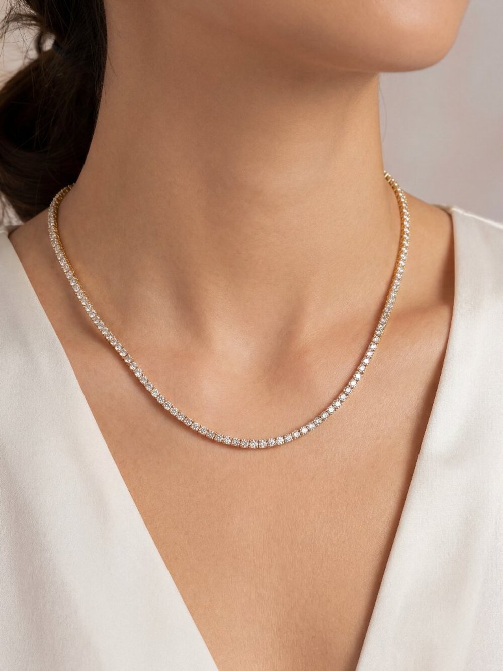 5.00Ct Lab Grown Diamond 16inch Tennis Necklace in 14k Gold
